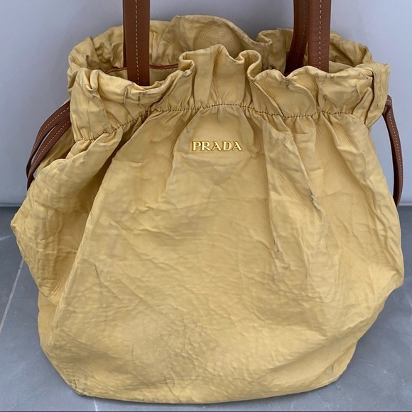 PRADA Yellow Drawstring Napa tote - Picture 4 of 12
